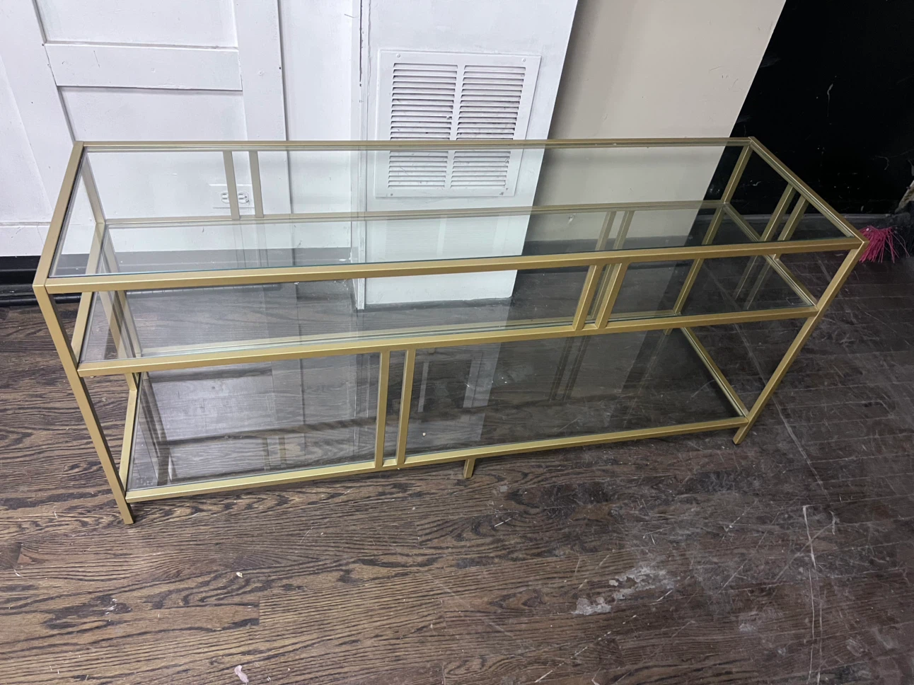 Gold Metal and Glass Console Table - photo 2