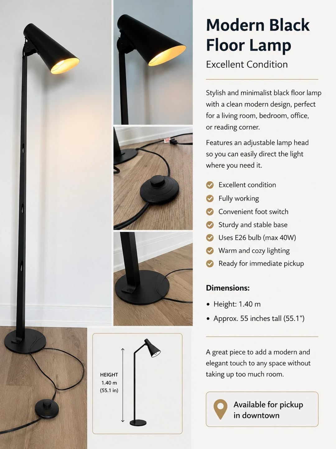 Modern Black Floor Lamp