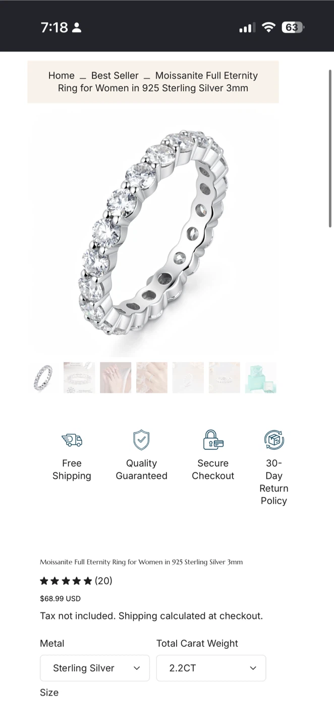 IMOLOVE Moissanite Full Eternity Ring - photo 4