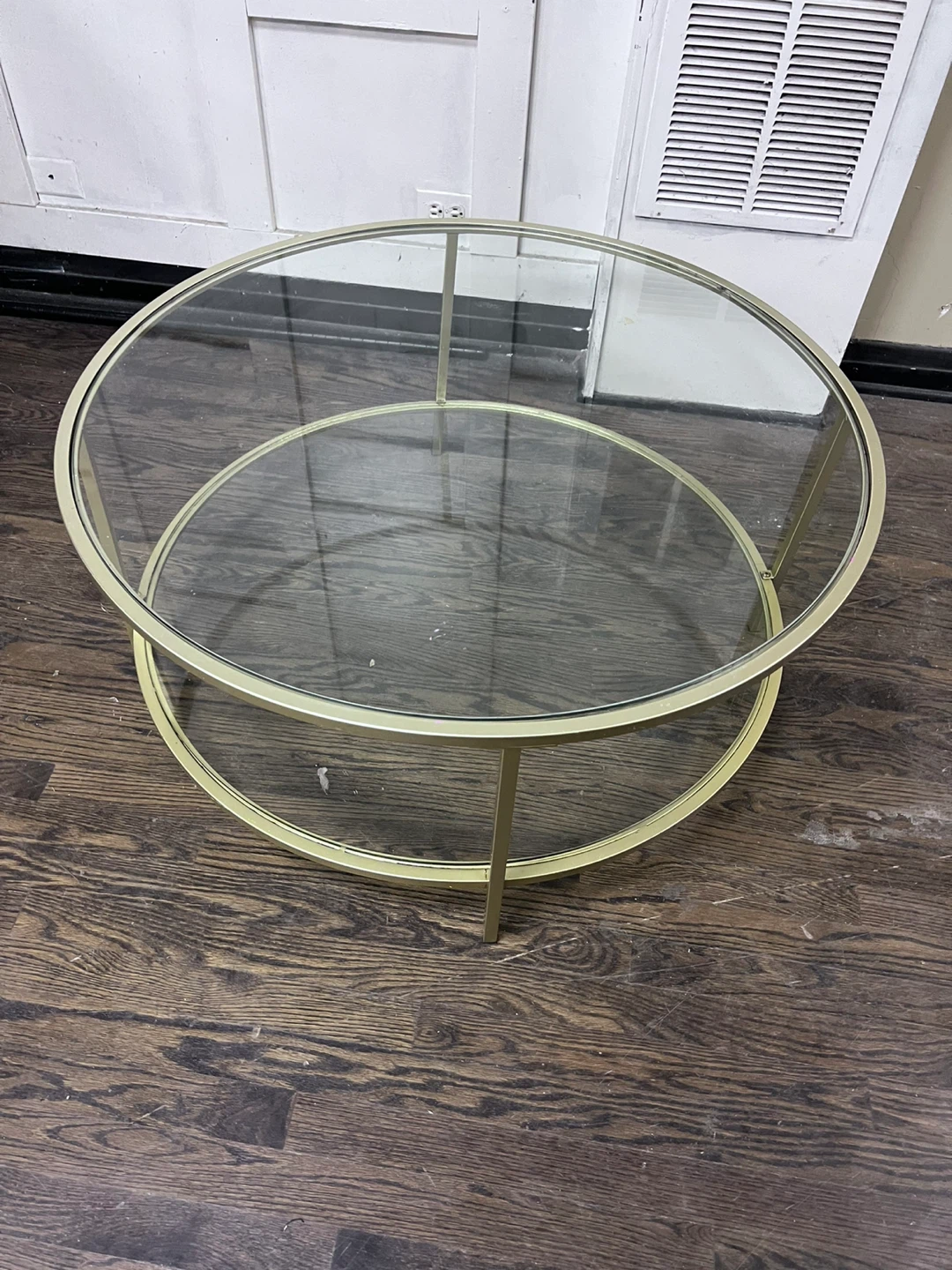 Round Gold and Glass Coffee Table