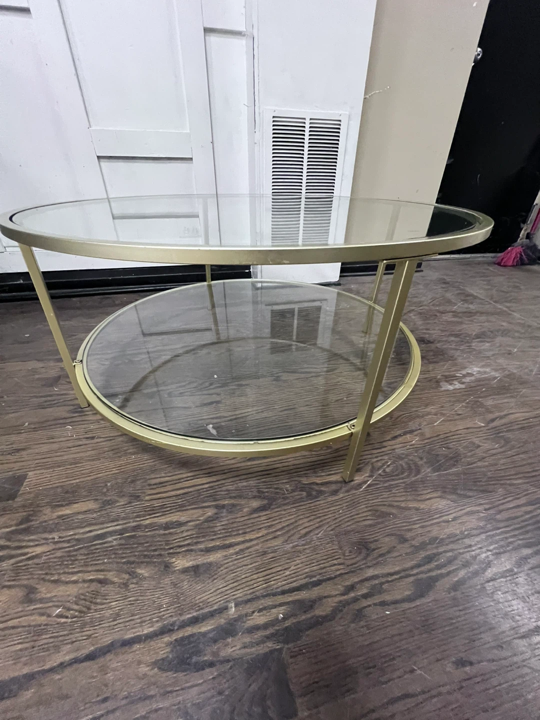Round Gold and Glass Coffee Table - photo 2