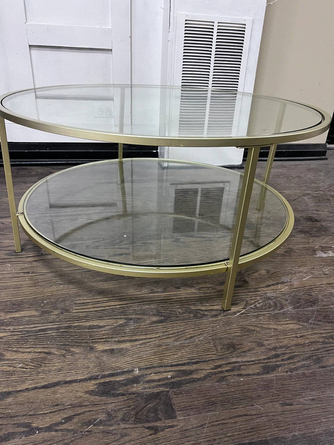 Round Gold and Glass Coffee Table - photo 3