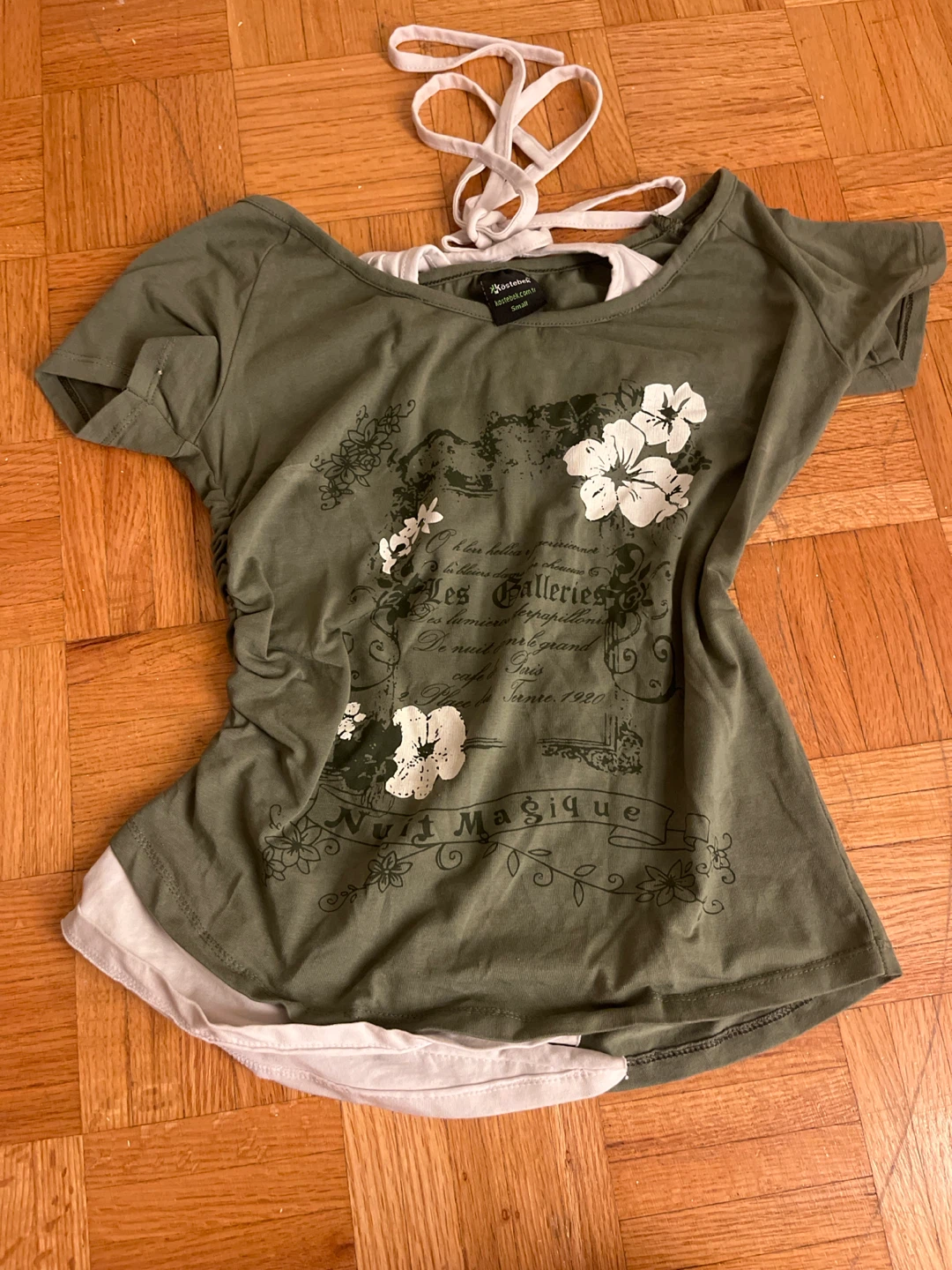 Green and White Bikini Style Top