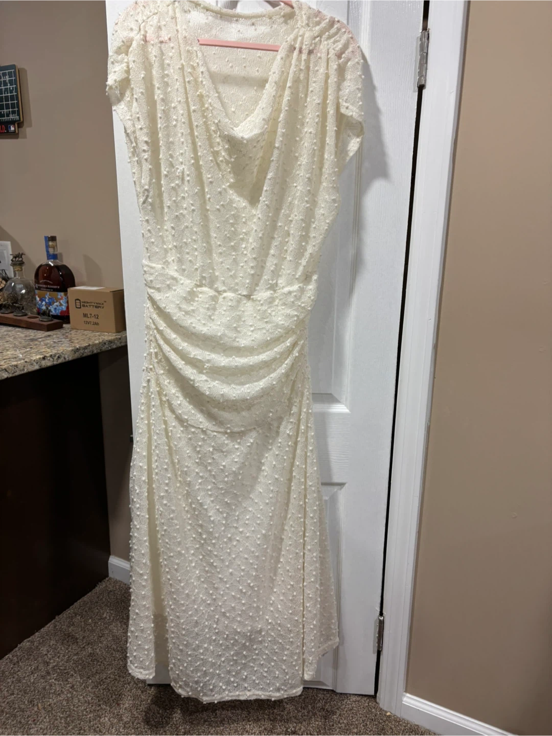 Cream Swiss Dot Midi Dress