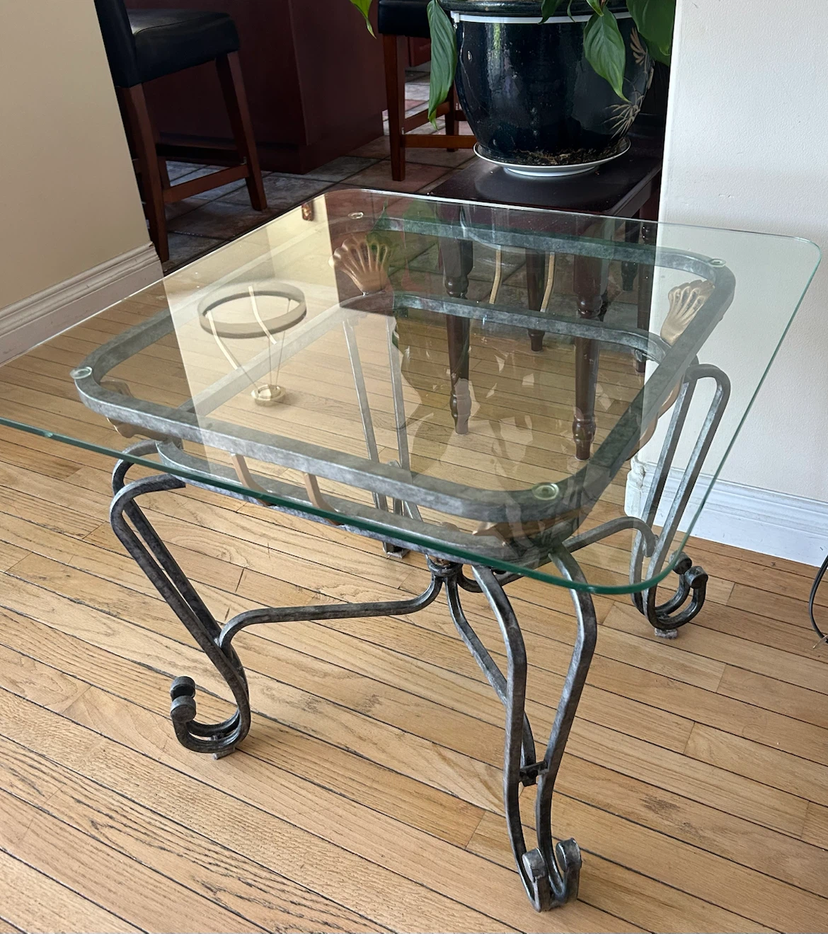 Elegant Glass & Iron Living Room Table Set + Entry table/cosoul - photo 3