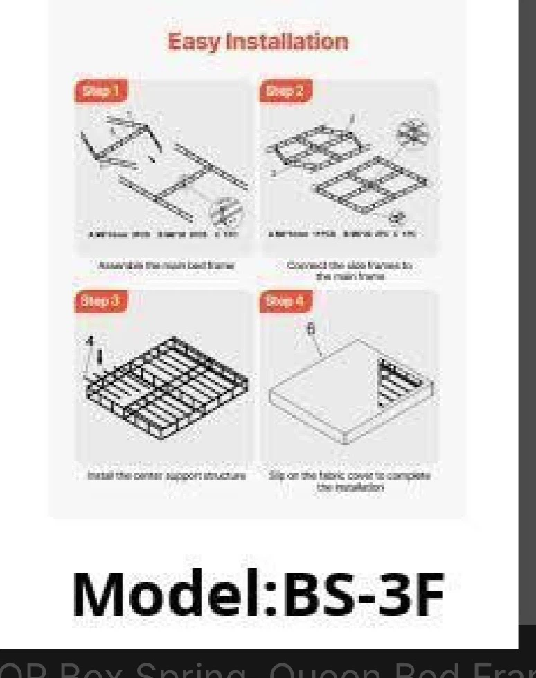 New: VEVOR Box Spring, Queen Bed Frame, Metal Model BS-3F - photo 2