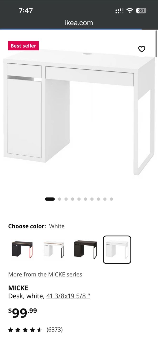 IKEA MICKE Desk - White