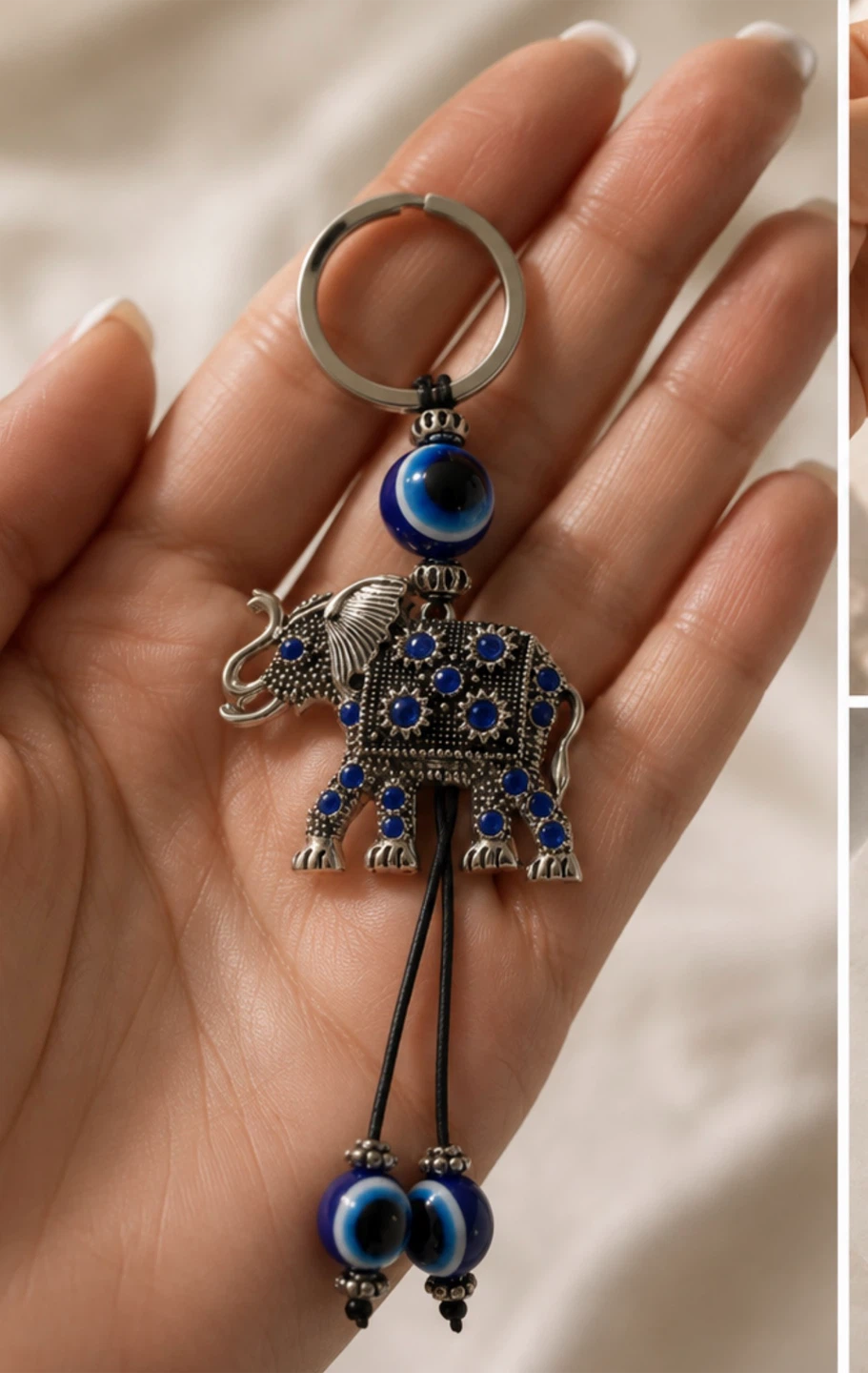 Elephant Evil Eye Keychain