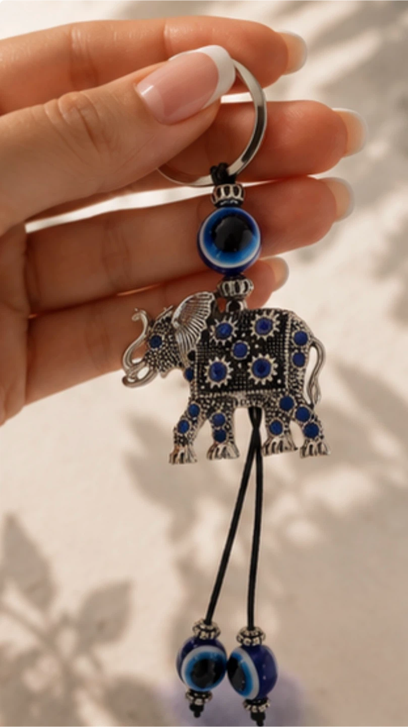 Elephant Evil Eye Keychain - photo 3
