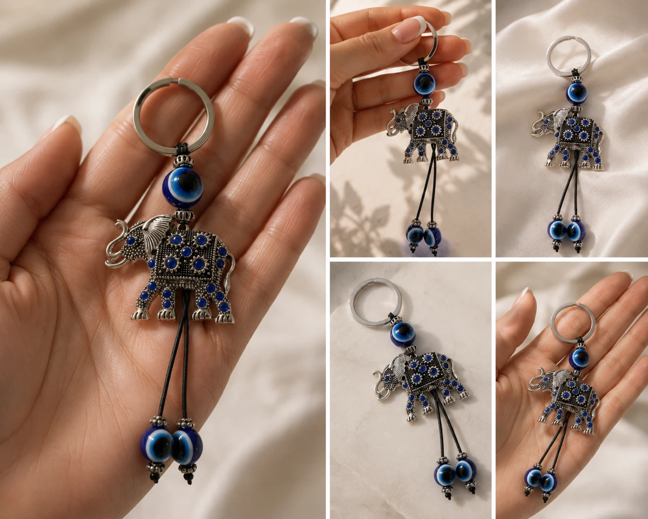 Elephant Evil Eye Keychain - photo 5