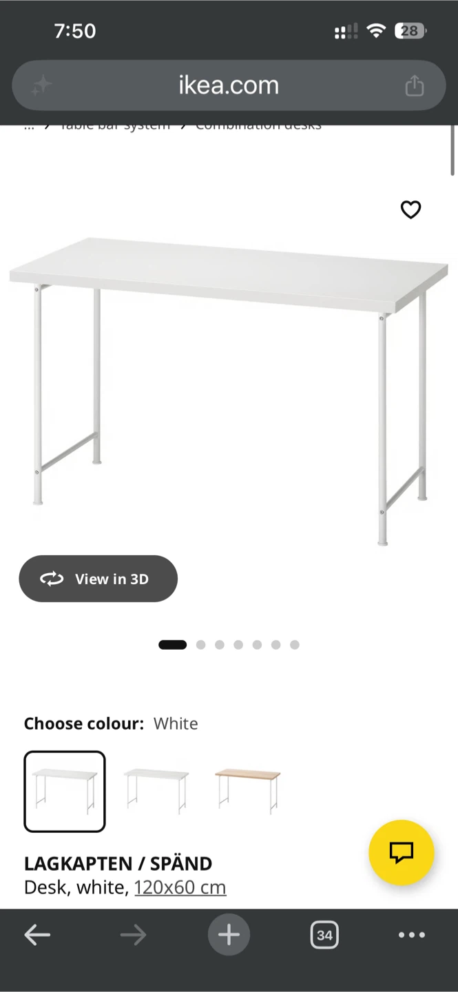 IKEA LAGKAPTEN / SPÄND Desk - White