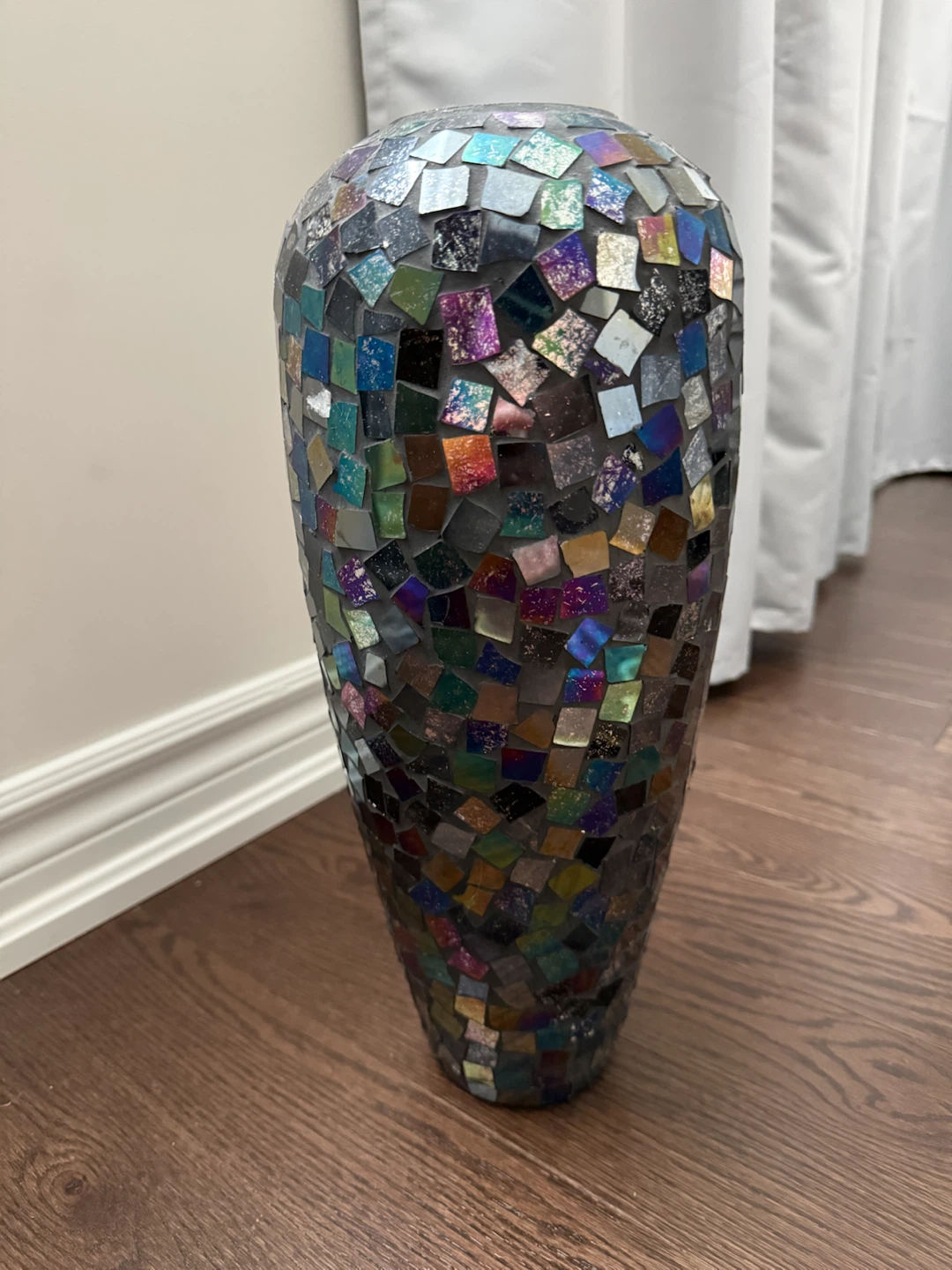Iridescent Mosaic Glass Floor Vase