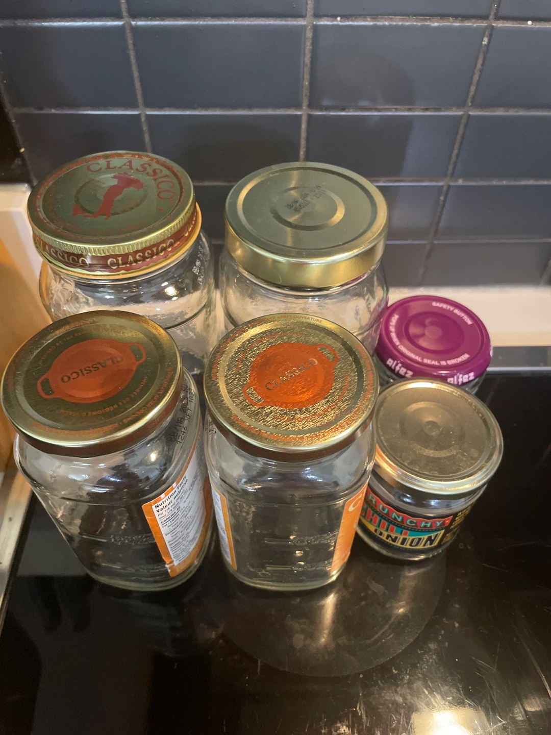 Set of 5 Assorted Glass Jars