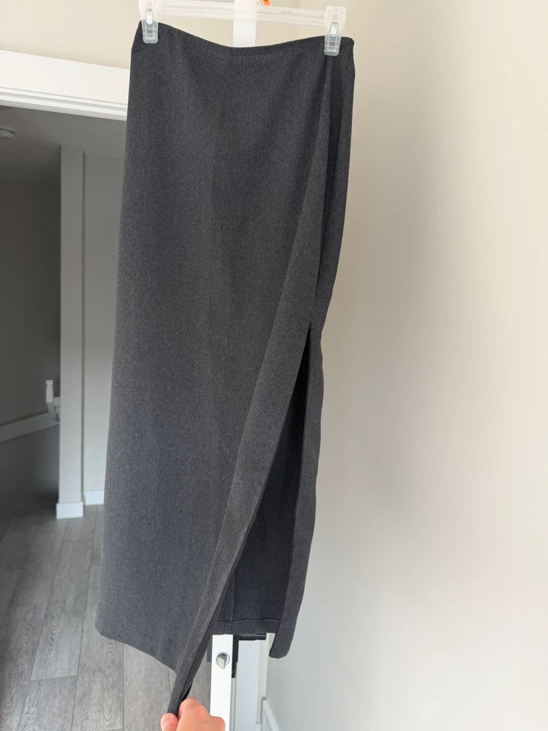 Charcoal Grey Pencil Skirt with Side Slit - photo 3