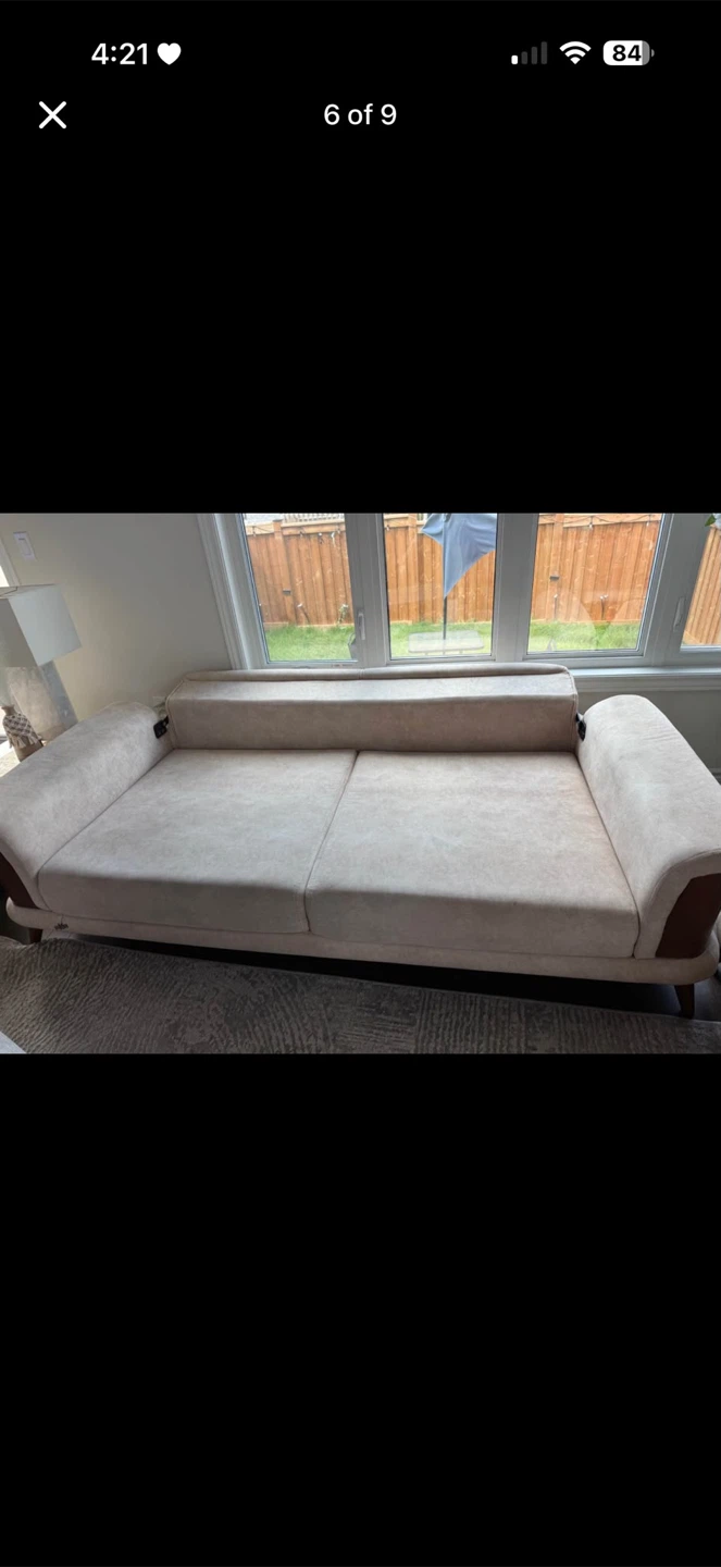 2 Cream Sofa Bed with Wood Accents must go asap - photo 3
