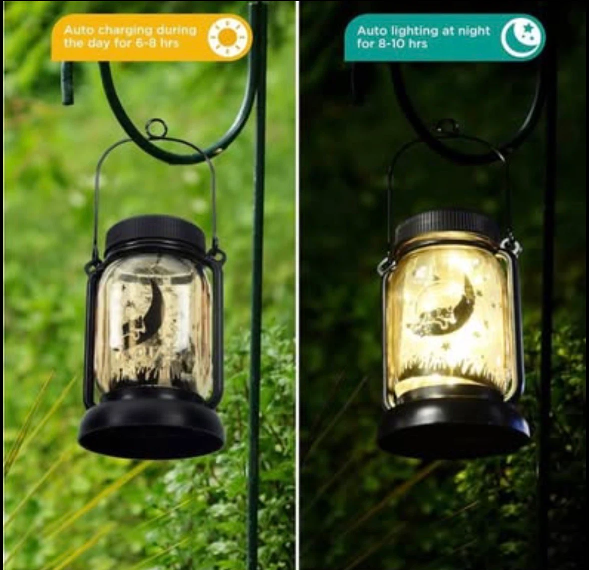 2-3-in-1 Outdoor Waterproof Solar Cat Lantern – Mason Jar - photo 4
