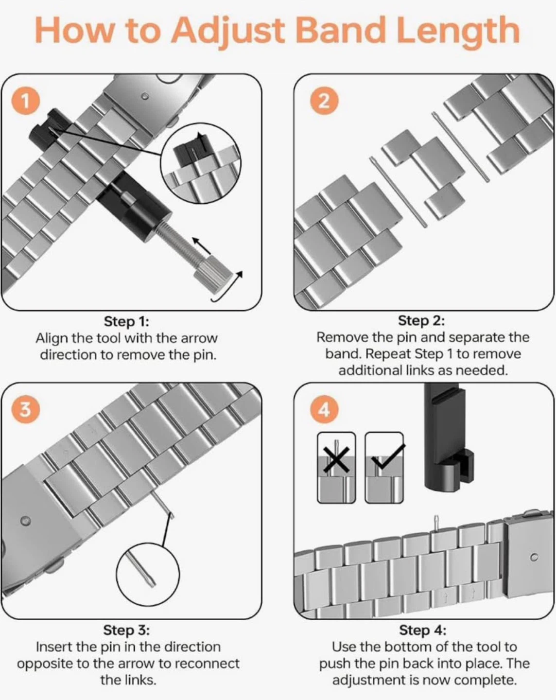 Stainless Steel Strap Compatible (45mm, 44mm, 42mm) - photo 5
