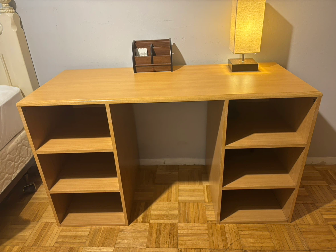 Light Wood Desk with Shelving