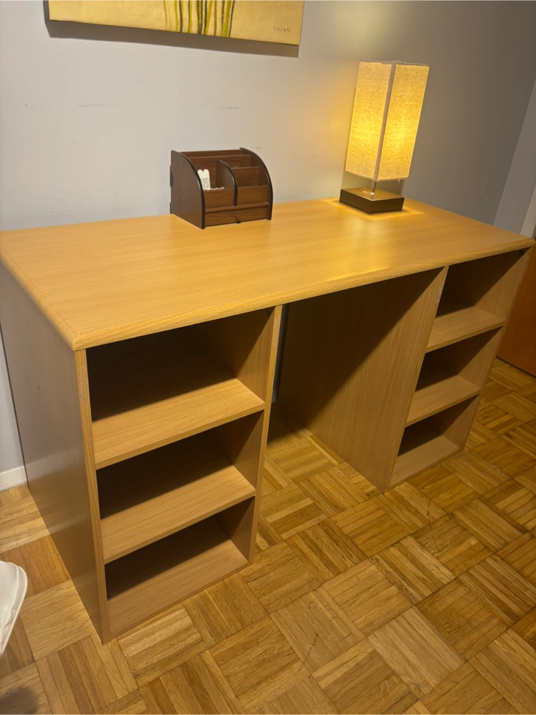 Light Wood Desk with Shelving - photo 2