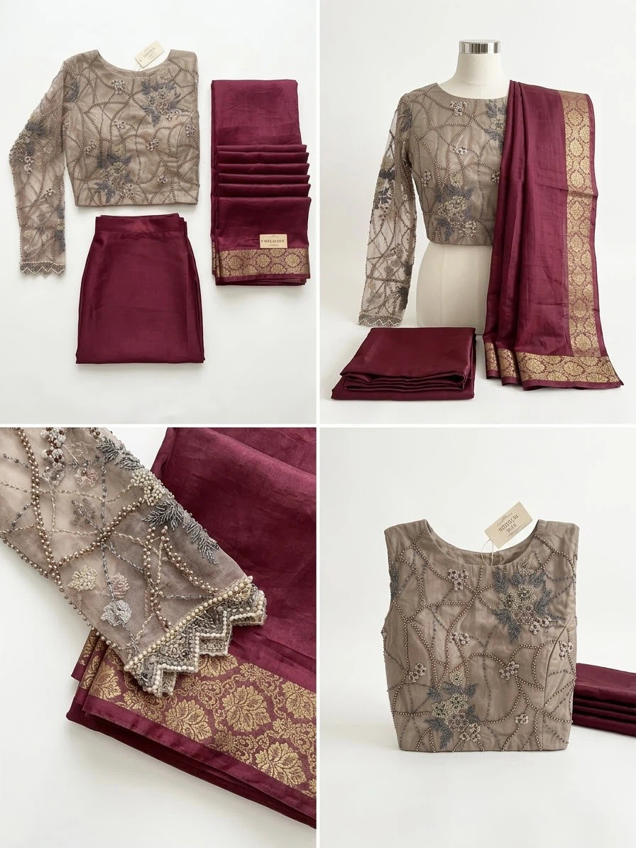 Silk Blend Saree Set - photo 2