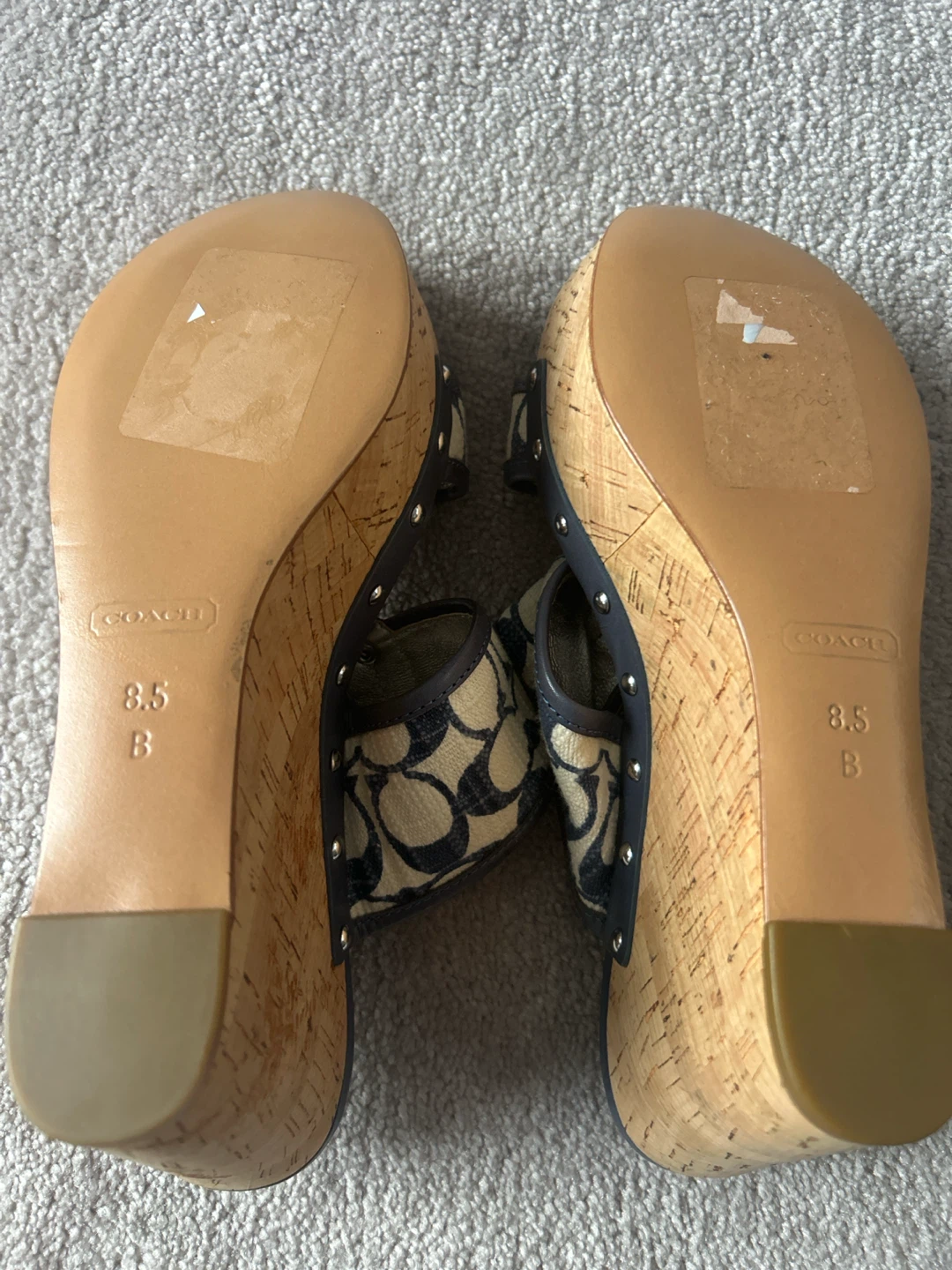 Coach Signature Print Cork Wedge Sandals