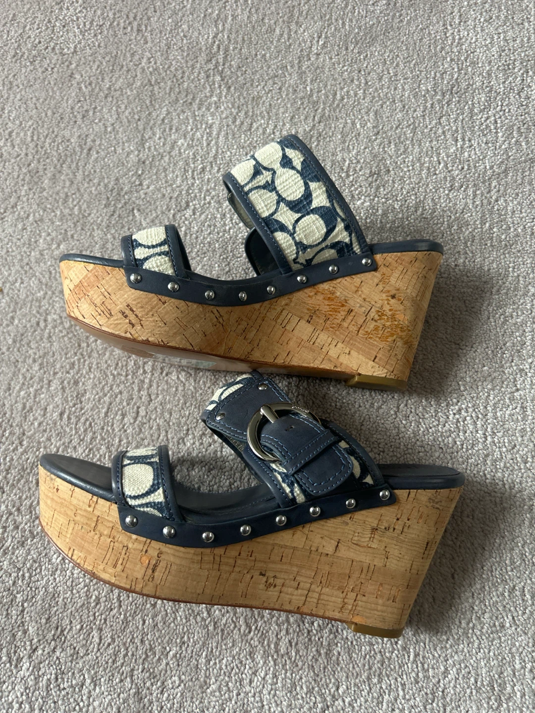 Coach Signature Print Cork Wedge Sandals - photo 2