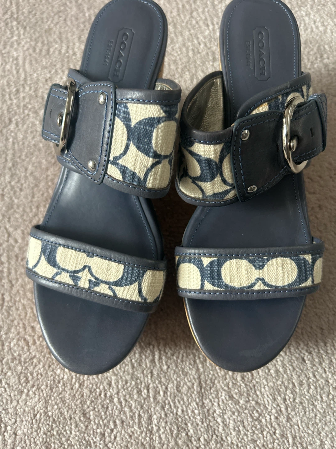 Coach Signature Print Cork Wedge Sandals - photo 3