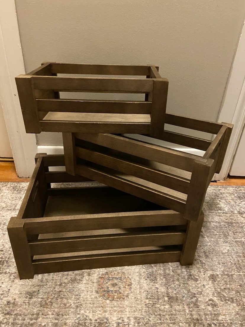 New Set of 3 Wood Nesting Crates