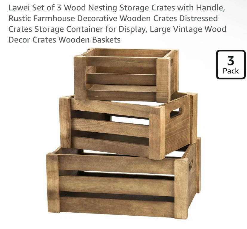 New Set of 3 Wood Nesting Crates - photo 3