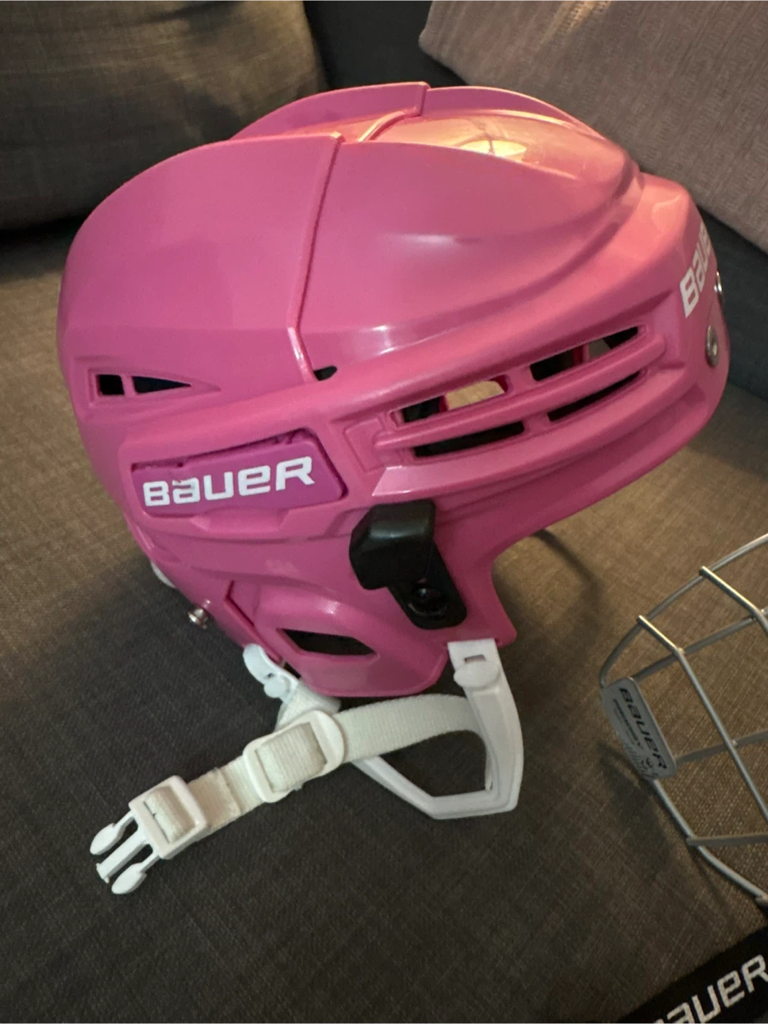 Pink Bauer Hockey Helmet with Cage
