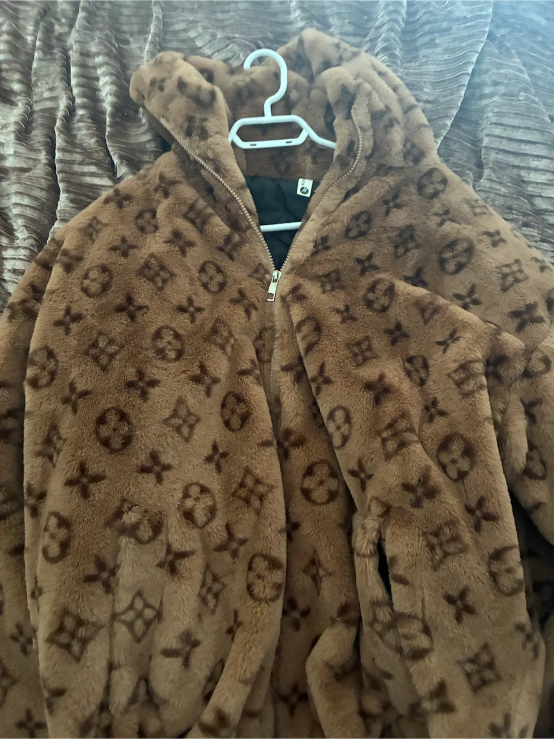 Brown Faux Fur Zip-Up jacket