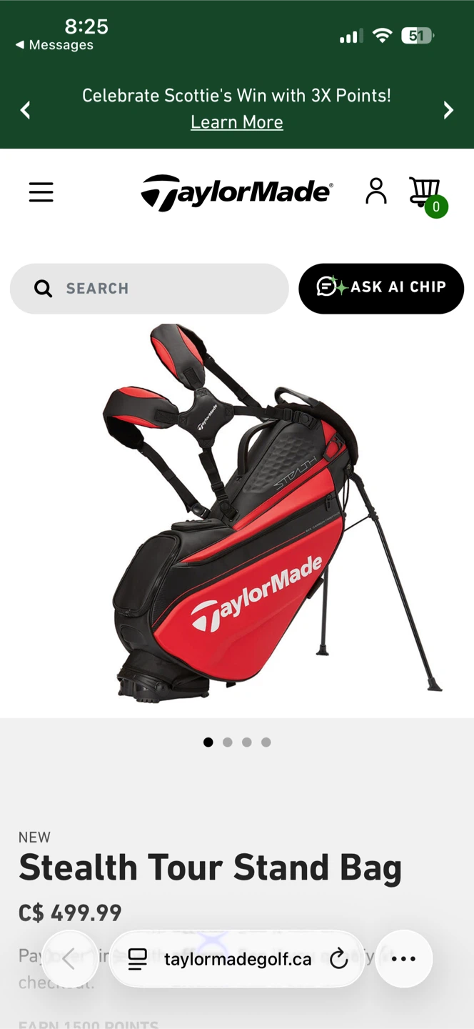 TaylorMade Stealth Tour Stand Golf Bag