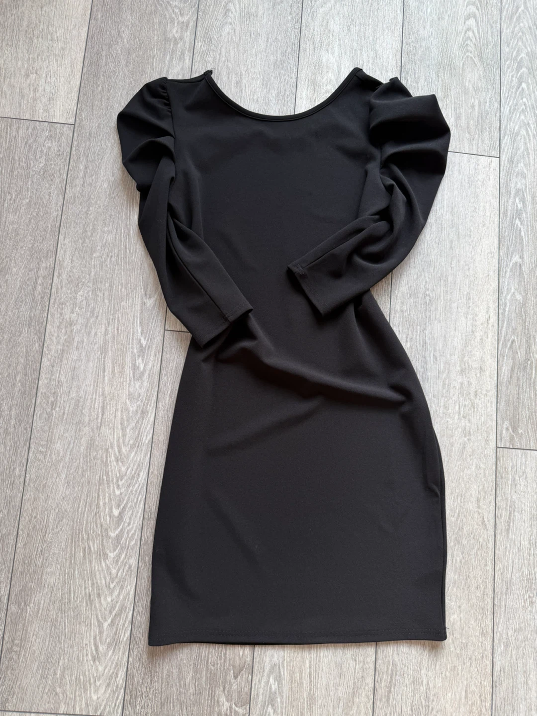 Black Puff Sleeve Ribbed Dress - photo 3
