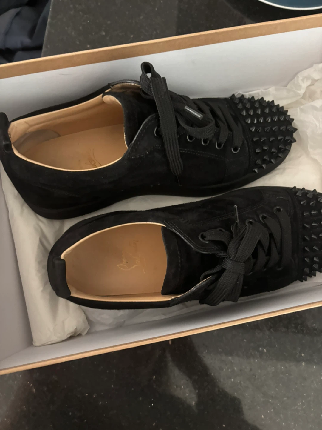 Used Christian Louboutin  Spikes Velour Sneakers - Size 8.5 - photo 3