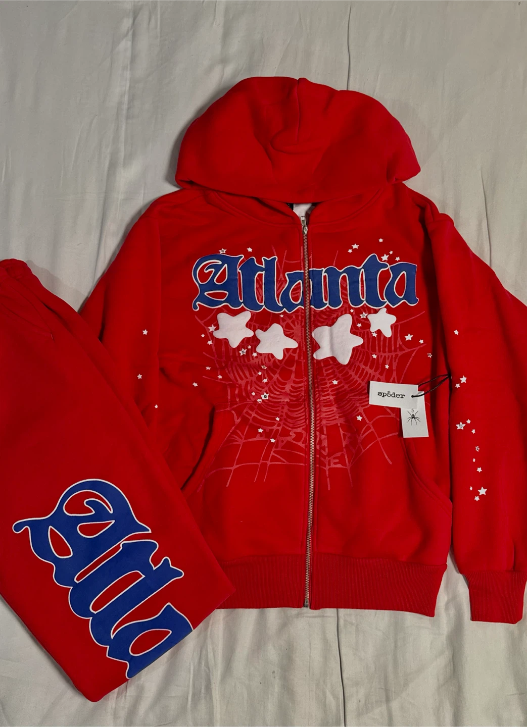 SPIDER "Atlanta" Red Zip-Up Hoodie