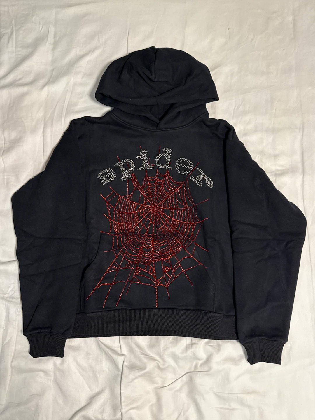 Sp5der Rhinestone Spiderweb Hoodie
