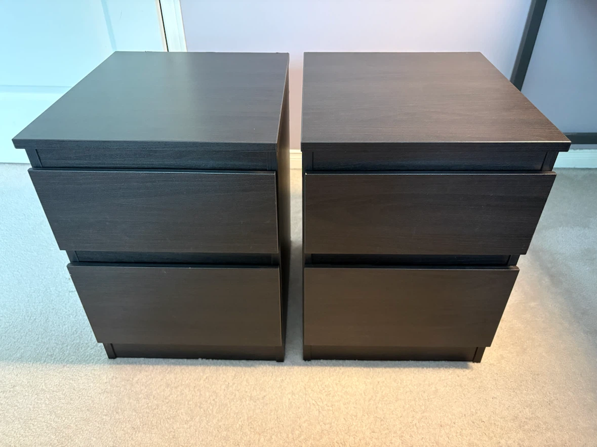 IKEA KULLEN 2-Drawer Nightstands (Set of 2) - Black-Brown