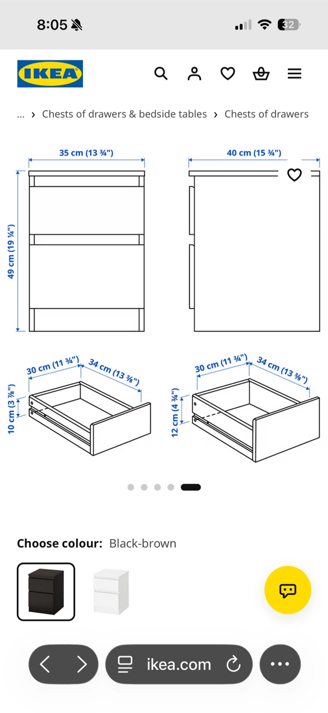 IKEA KULLEN 2-Drawer Nightstands (Set of 2) - Black-Brown - photo 3