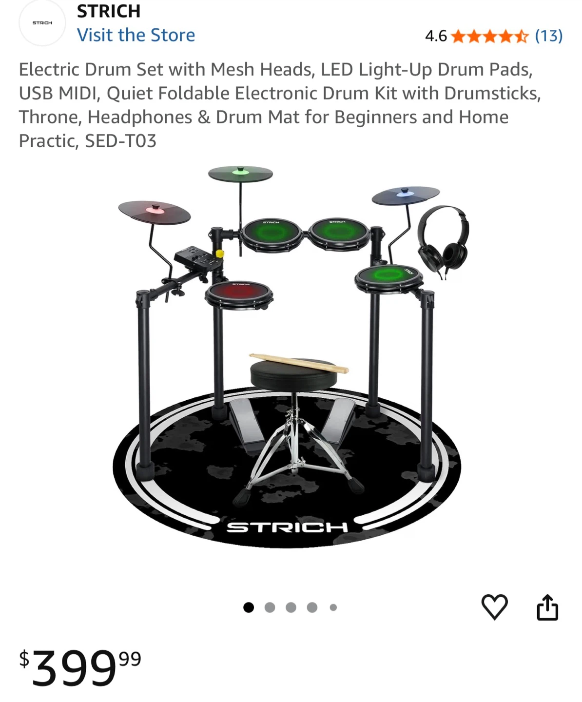 STRICH SED-T03 Electronic Drum Set with Mesh Heads