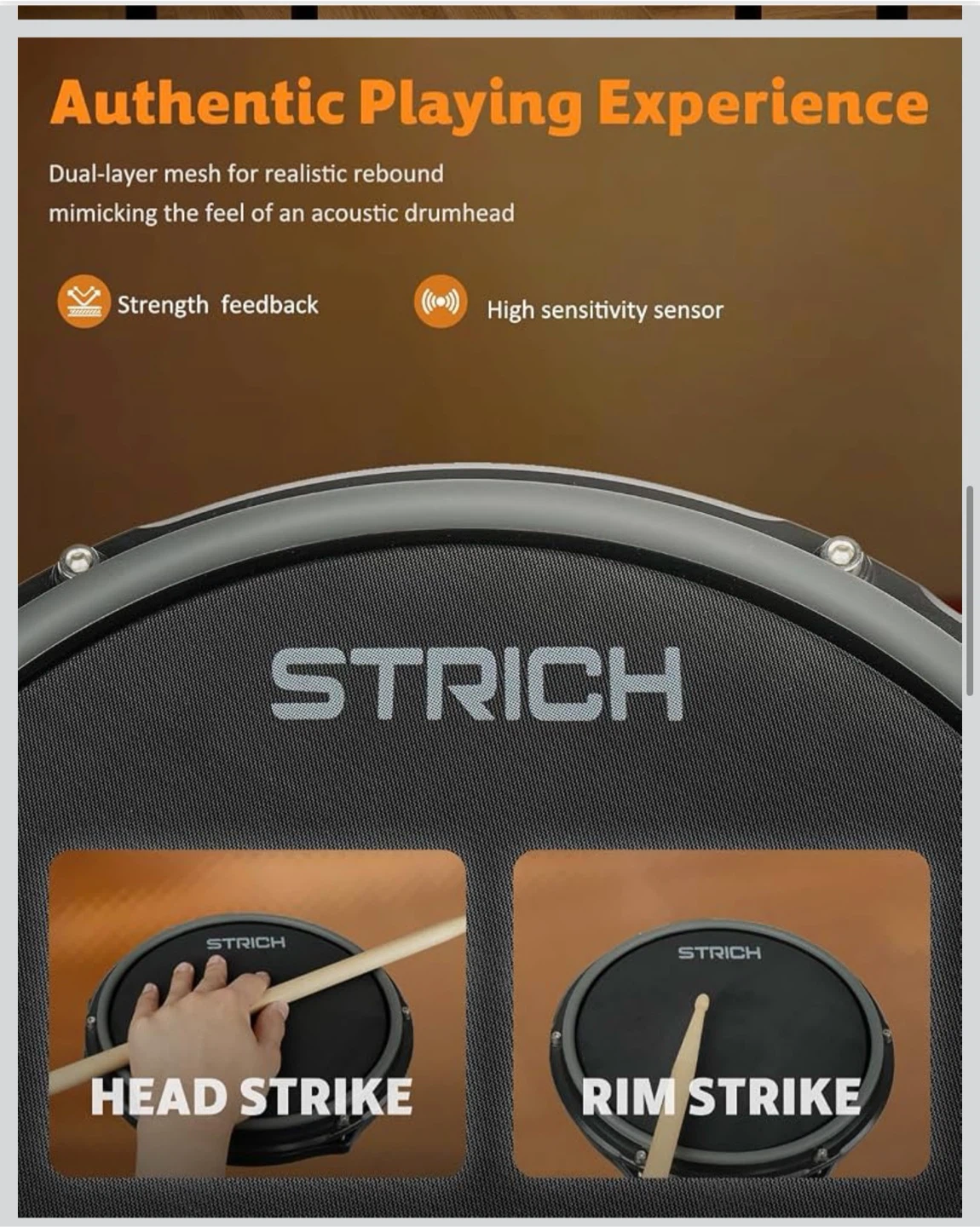 STRICH SED-T03 Electronic Drum Set with Mesh Heads - photo 5
