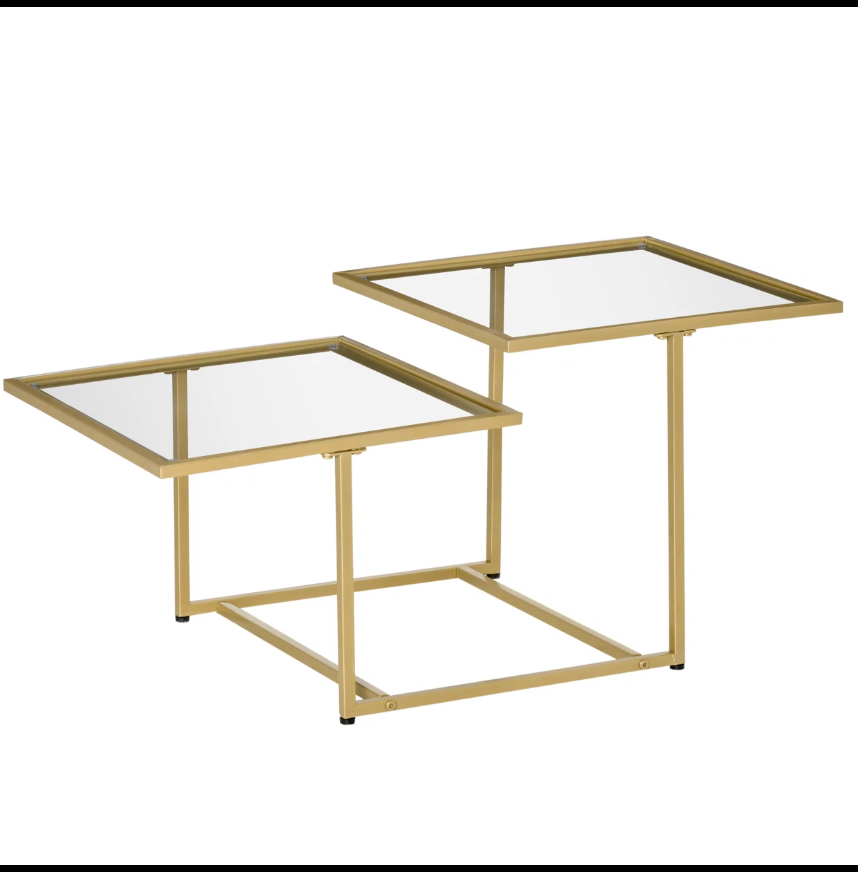 Gold Metal Side Table with Glass Top - photo 2
