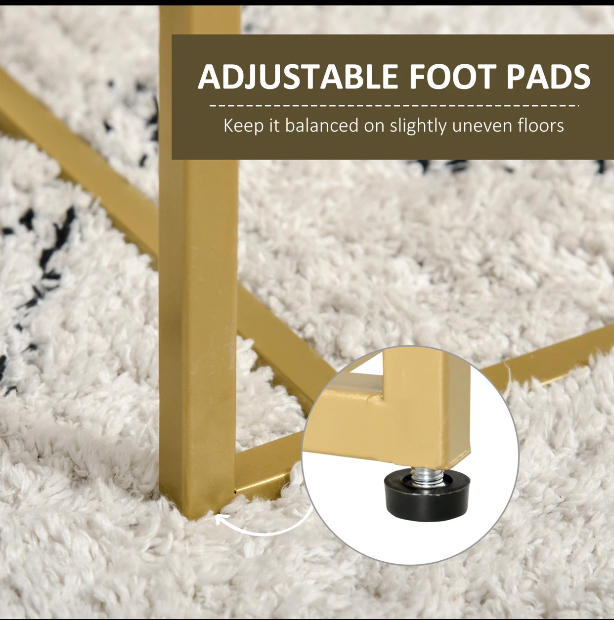 Gold Metal Side Table with Glass Top - photo 4