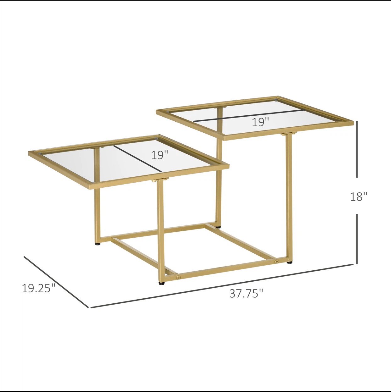 Gold Metal Side Table with Glass Top - photo 5