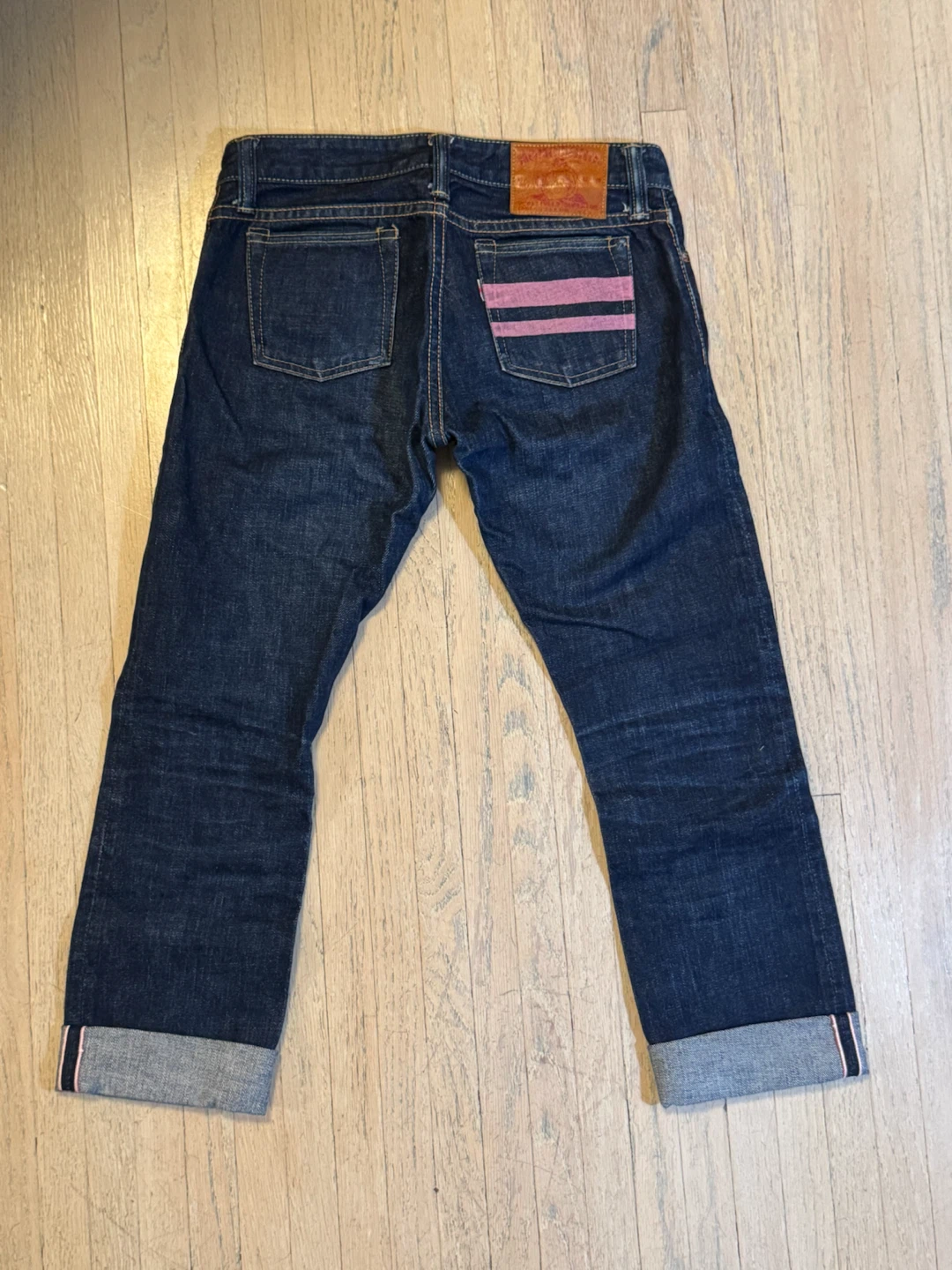 Japanese Momotaro Jeans Indigo Denim with Pink Stripes - photo 3