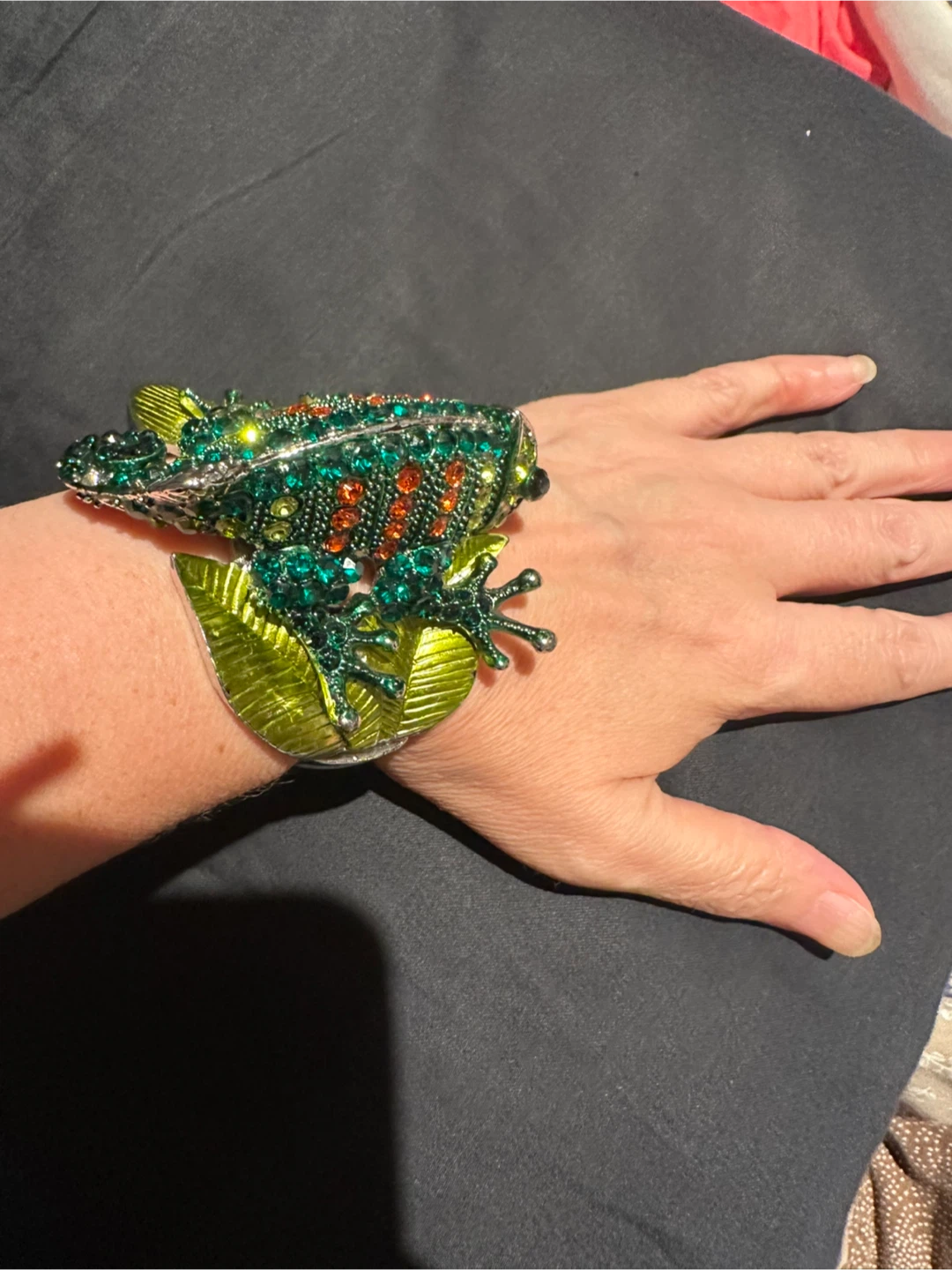 Chameleon Rhinestone Cuff Bracelet