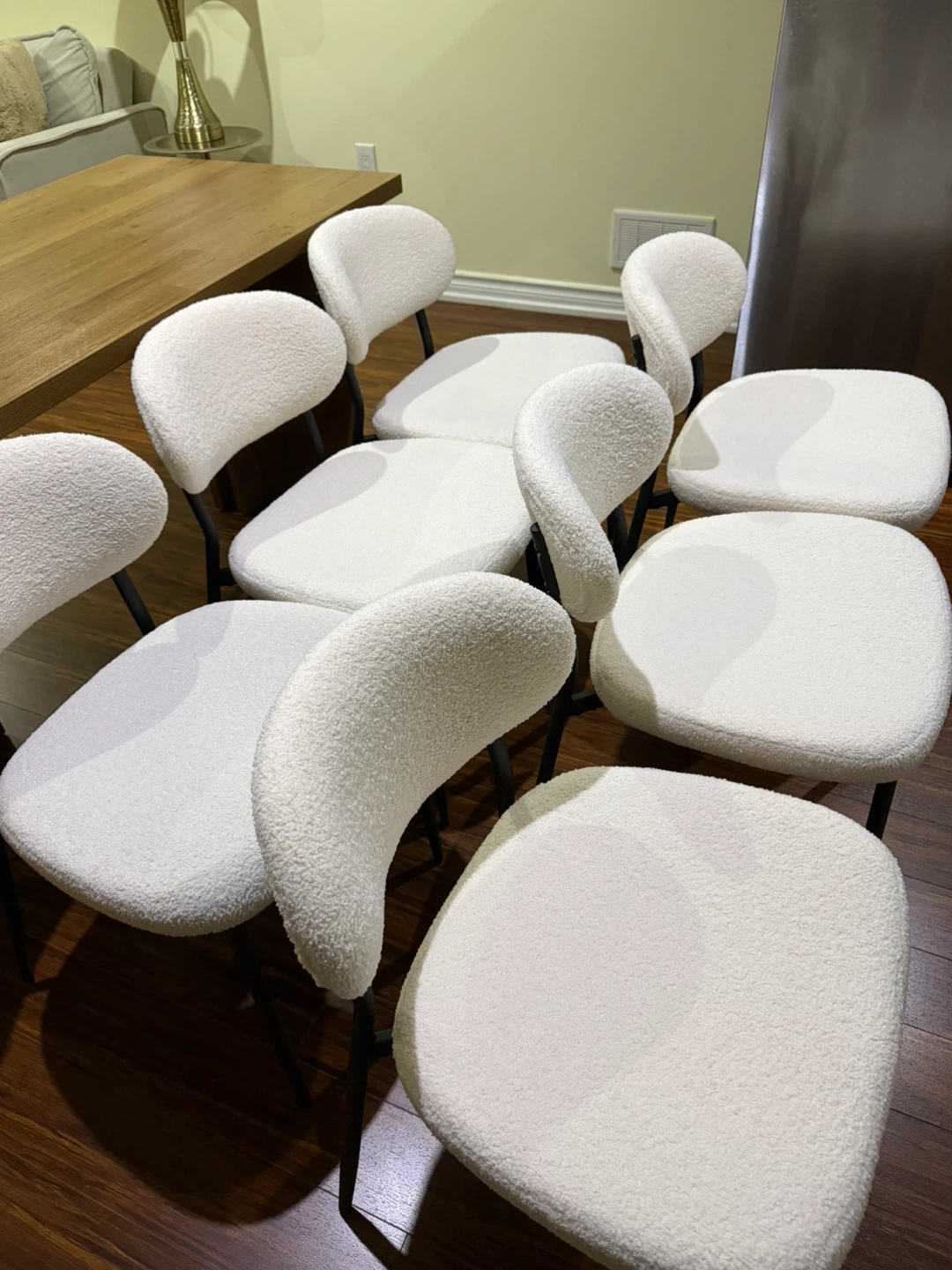 Tribesigns 63" Dining Table + 6 White Bouclé Chairs (Like New) - photo 3