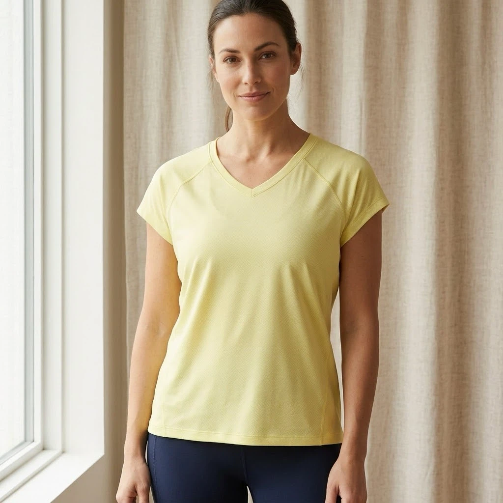 ACX Active Yellow Chevron Geometric Print Athletic T Shirt XL