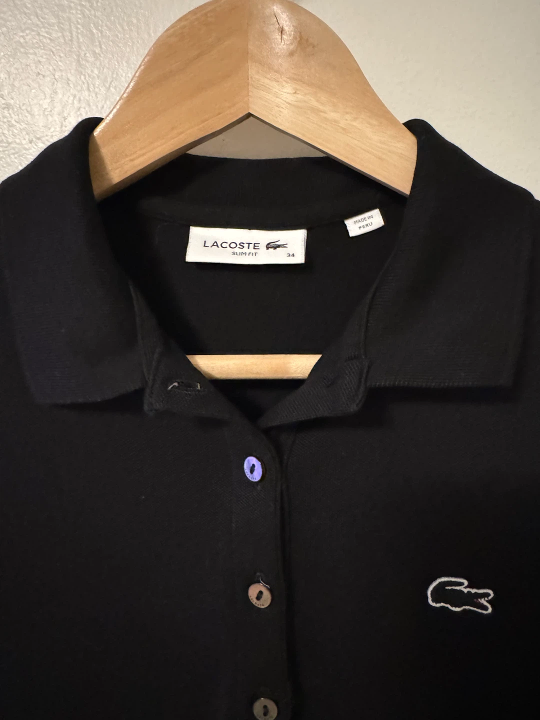 Lacoste Slim Fit Black Polo Dress Size 34 - photo 2