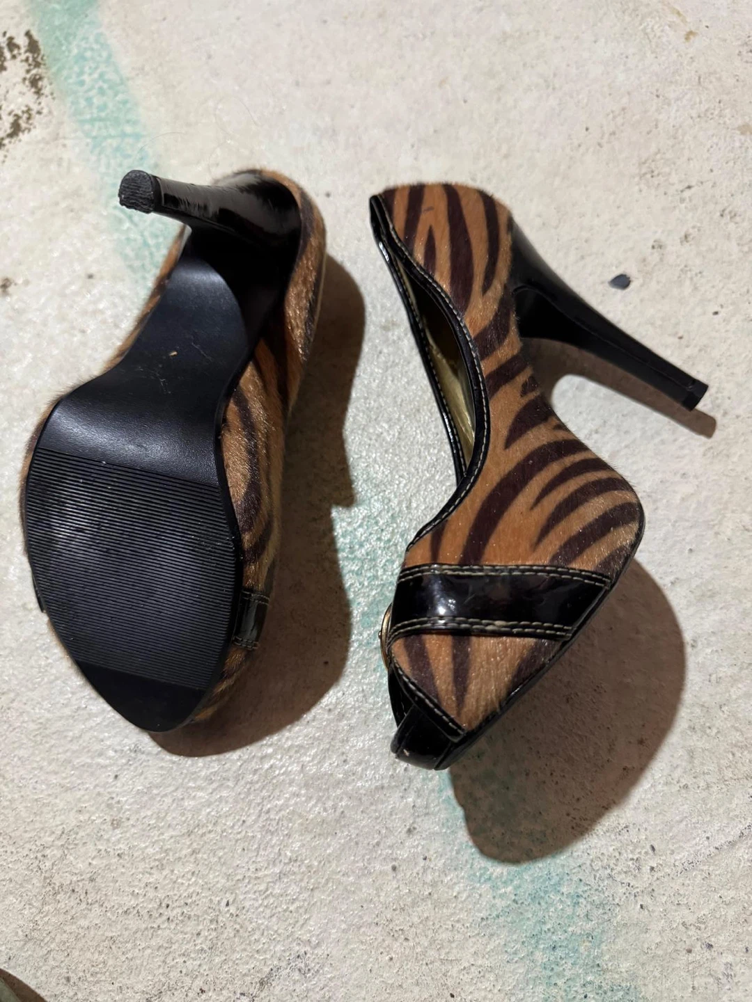 Women's Peep-Toe Heels - Zebra Print - photo 2