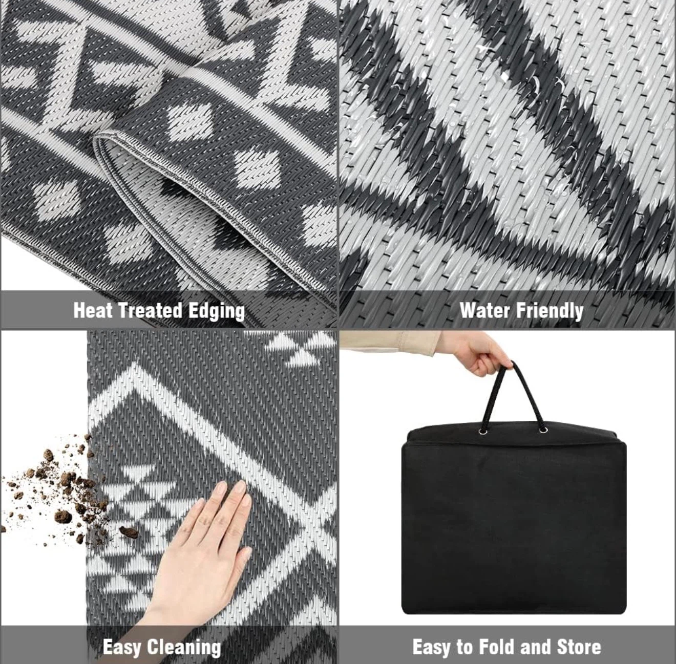 Reversible Plastic Straw Outdoor Rug 6ft x 9ft - photo 3